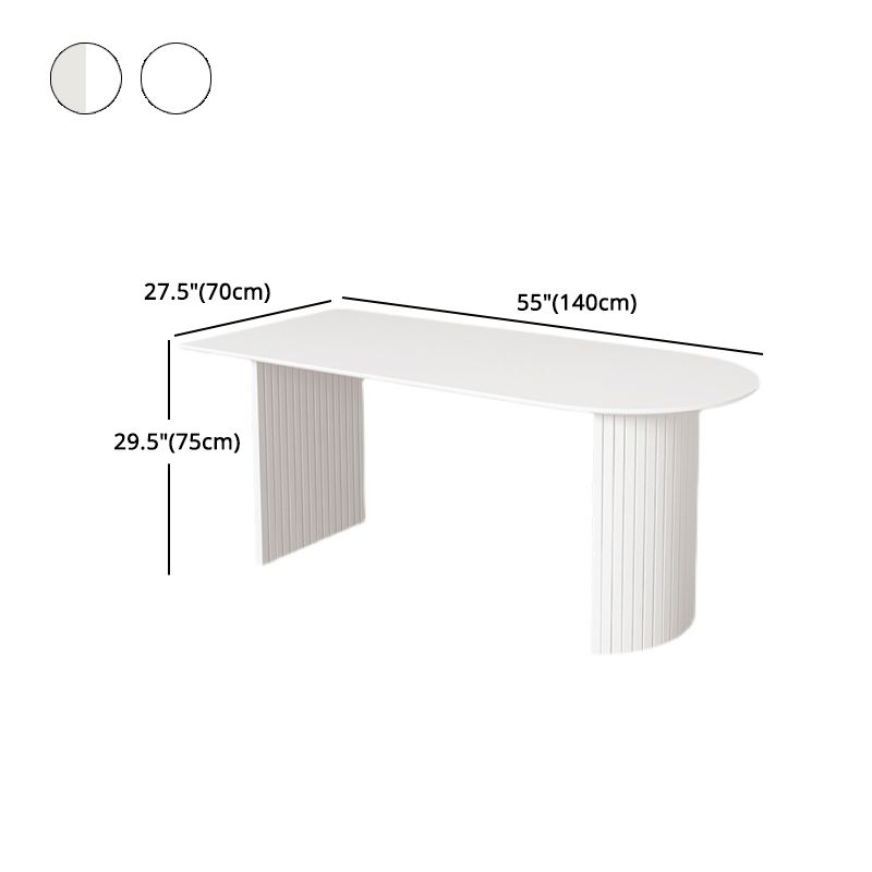 White Dining Table Modern Restaurant Furniture with Double Pedestal Base