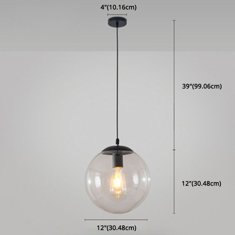 Restaurant Pendant Lighting Fixture Minimalist Style Pendant Ceiling Light with Orb Glass Shade