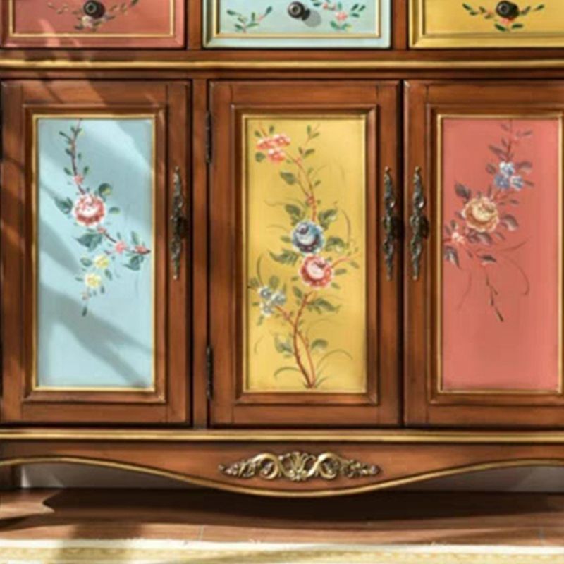 Industrial Rectangle Accent Cabinet Solid Wood Cabriole Legs Accent