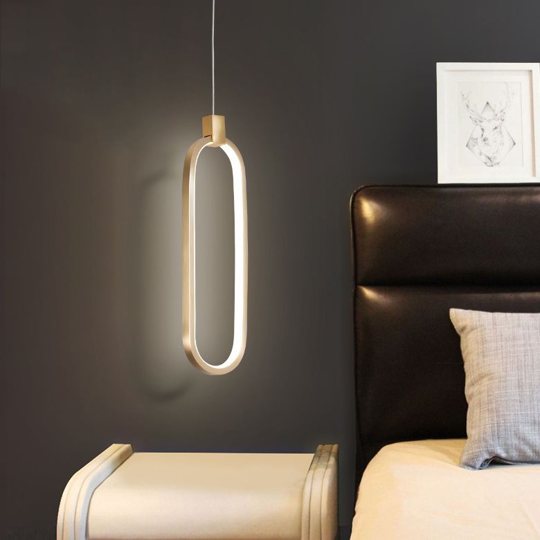 Minimalist Style LED Hanging Pendant Light Oval Pendant Light Kit with Metal Shade