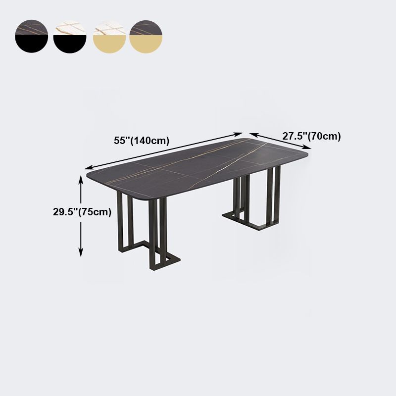 Mesa de lujo de doble pedestal rectángulo Mesa fija sinterizada para la cocina