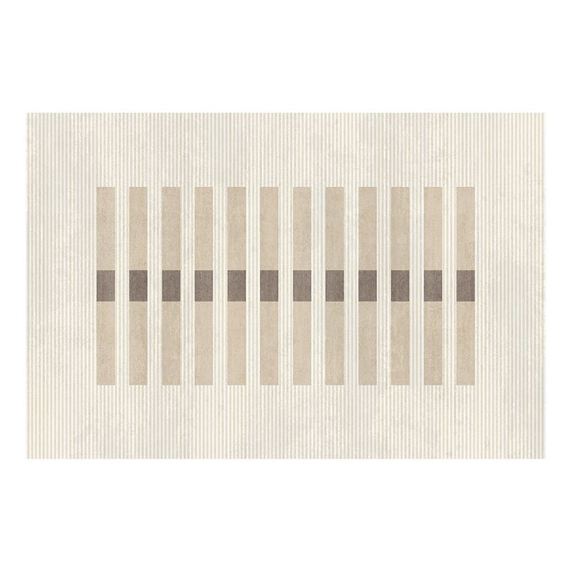 Apricot Modern Rug Polyester Striped Indoor Rug Non-Slip Backing Rug for Living Room