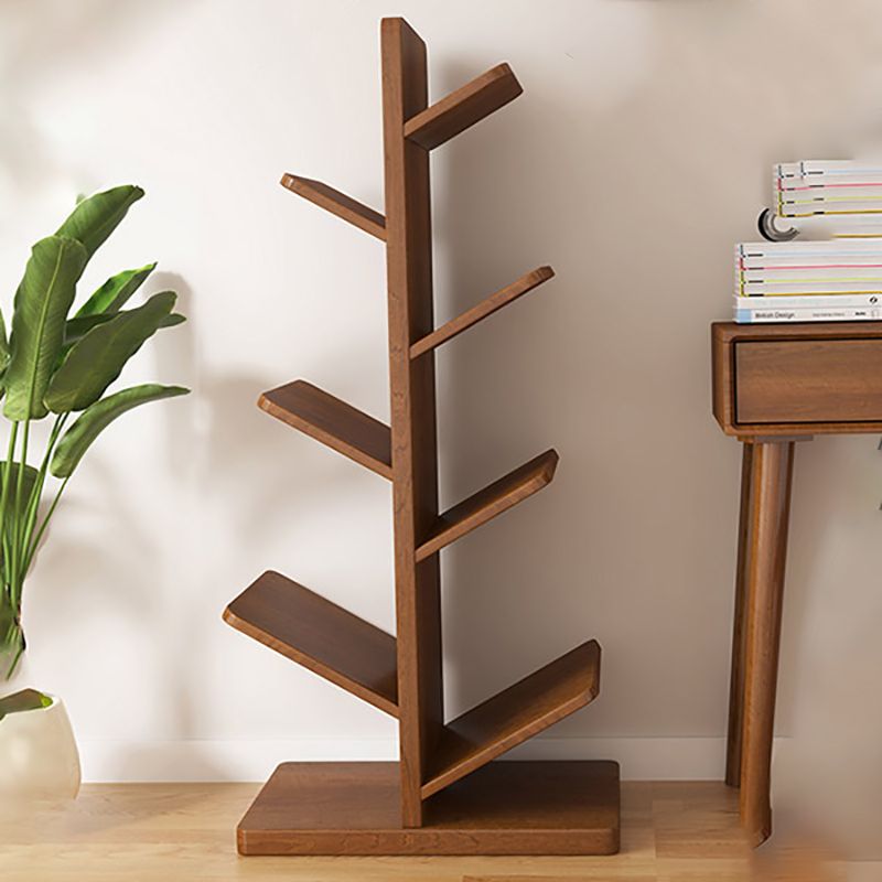 Modern Wood Bookshelf Geometric Vertical Open Shelf Bookcase