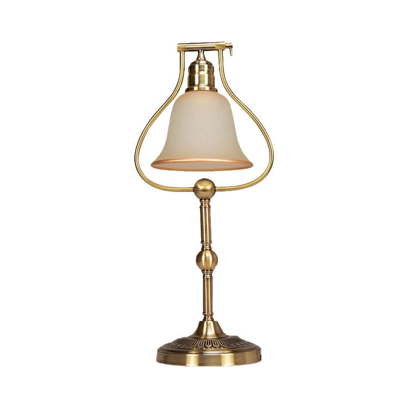 Vintage Bell Shade Night Lampe 1 Glühbirne Opalglas Tischlicht mit Messingglasrahmen
