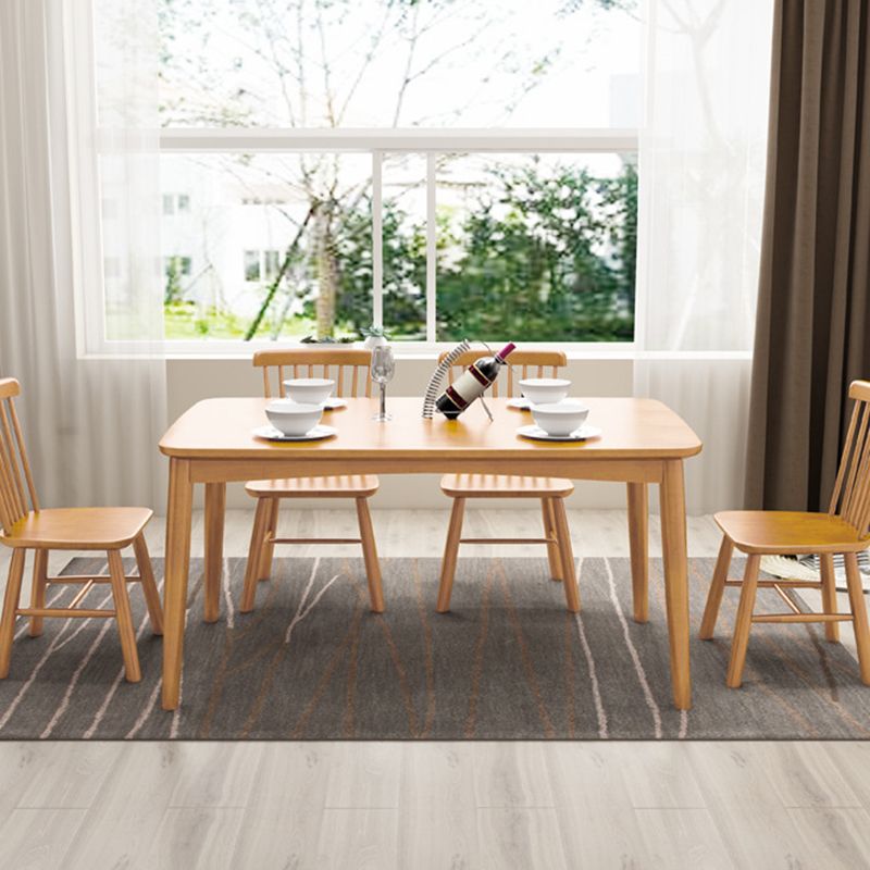 Rubberwood Solid Wood Dining Table Modern Dining Table for Kitchen