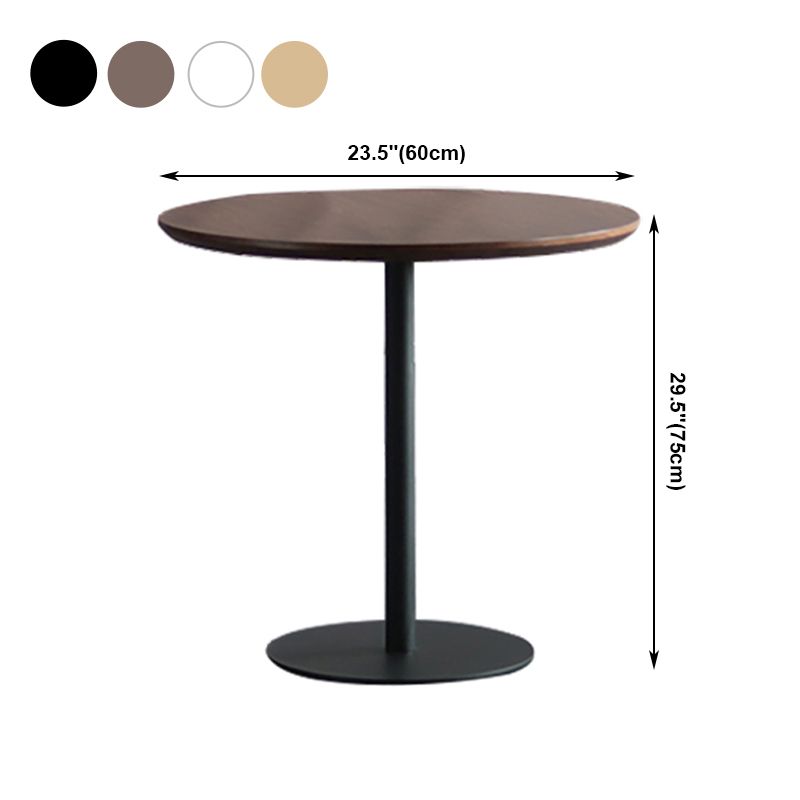 Modern Artificial Wood Table Round Dining Table with Metal Pedestal Base for Restaurant