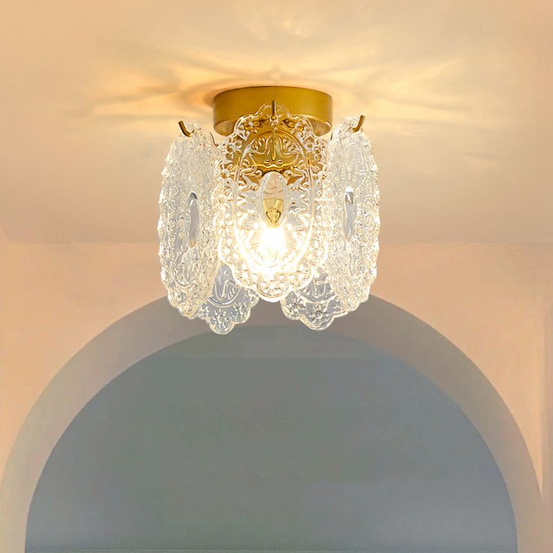 Modern Ceiling Light 1-Light Ceiling Mount Light with Glass Shade for Living Room
