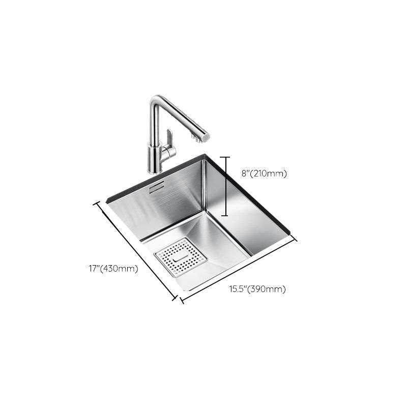 Rectangle Single Bowl Kitchen Sink Stainless Steel Sink with Drain Strainer Kit