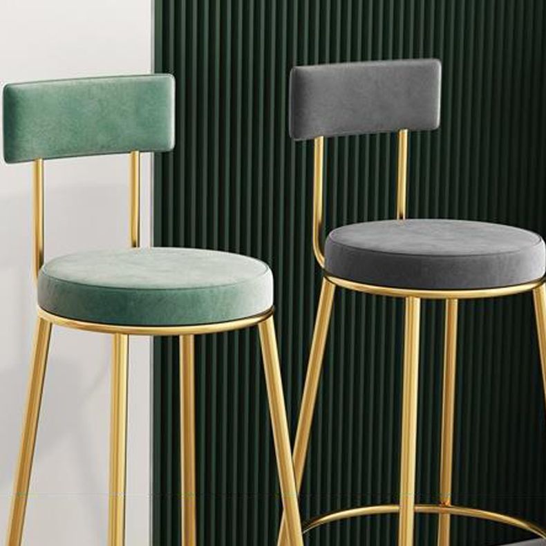 Contemporary Low Back Barstools Round Bar Stools with Gold Metal Legs