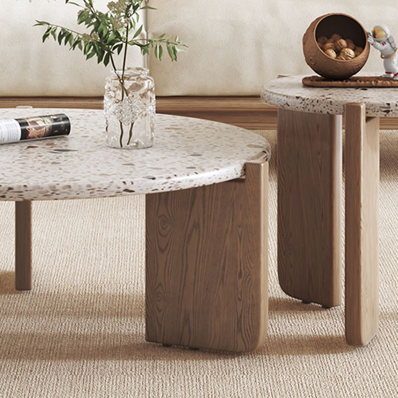 Contemporary Coffee Table 3 Legs Round Slate Coffee Cocktail Table
