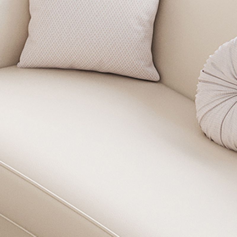 Contemporary Genuine Leather White Cushions Living Room Settee
