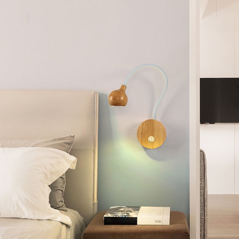 Holz moderne 1-Licht-Wandleuchte bewaffnetes Lesung Lampe für Schlafzimmer
