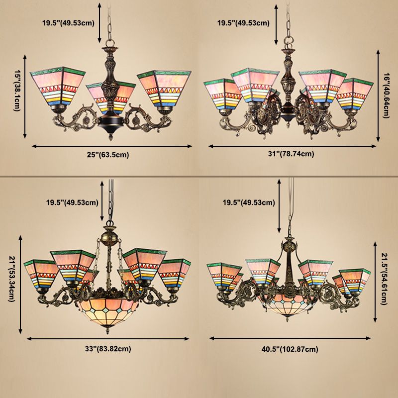 Corne Plafond Pendentif Tiffany Style Victorien Treated Tanker Taching Chandelier for Hotel