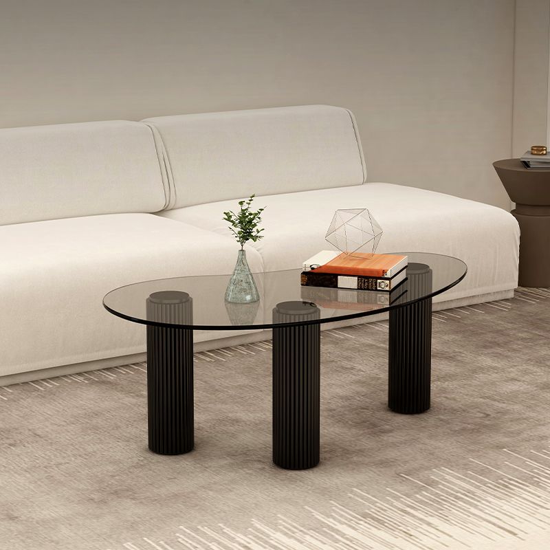 14.9"H 3 Legs Base Solid Color Glass/Slate Irregular Top Coffee Table