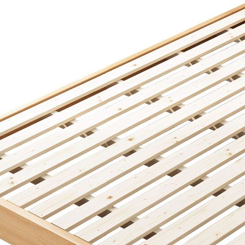 Natural Bed Frame Wood and Upholstered Standard Bed Upholstered Headboard