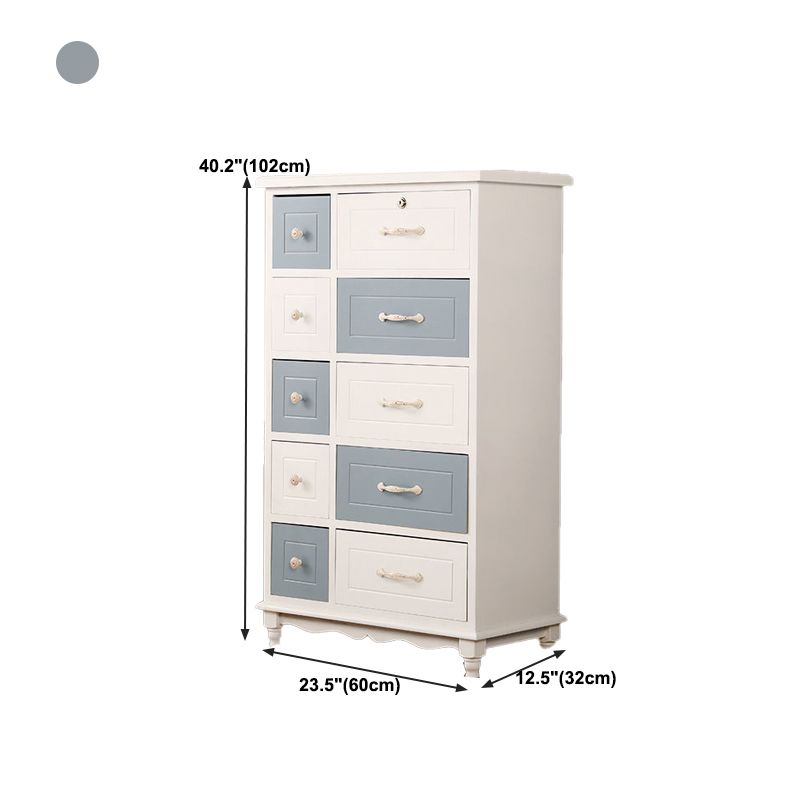 Modern Style Storage Chest Vertical Wood White Storage Chest Dresser with Drawers