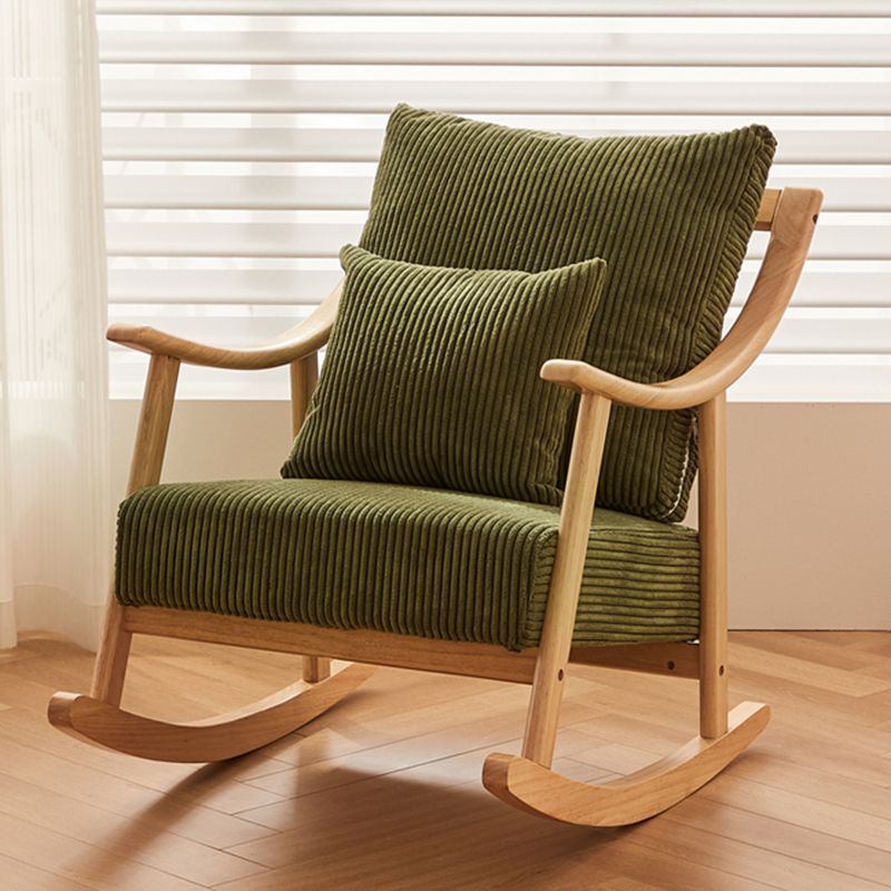 Suede and Solid Wood Rocking Chair with Padded Seat Rocker Chair Removable Cushions
