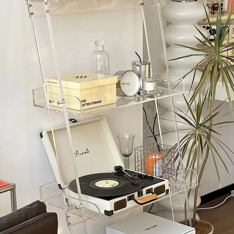 Ladder Open Back Standard Bookshelf Acrylic Modern Style Bookcase