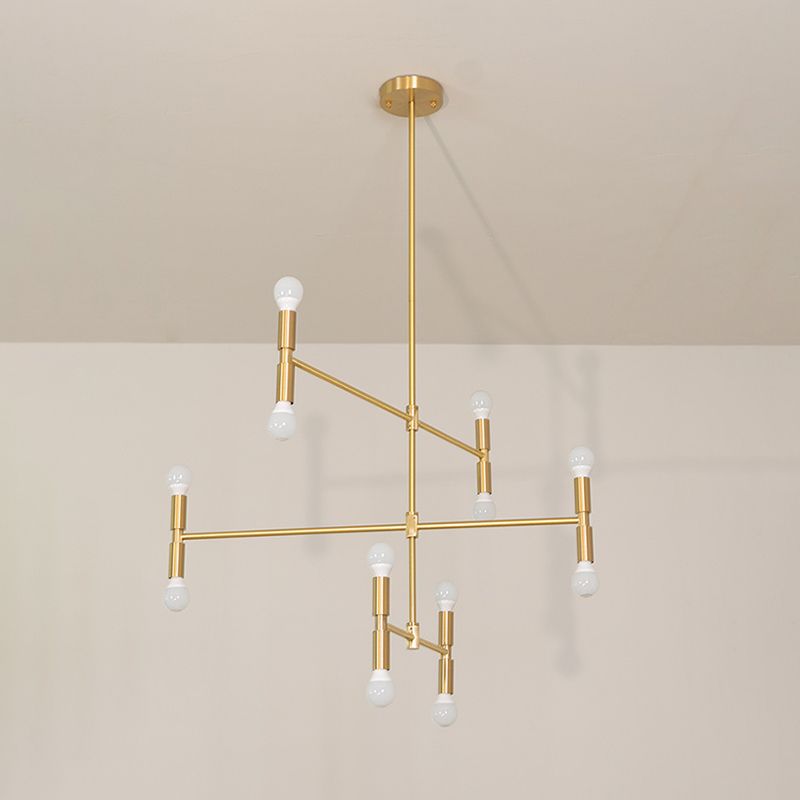 Exponierte Metallkronleuchter leichte postmoderne 12 Leuchten hängende Lampe für Wohnzimmer