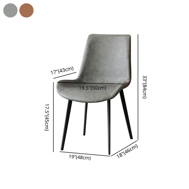 Silla auxiliar Brasserie de cuero moderna, silla de comedor con respaldo macizo y patas negras