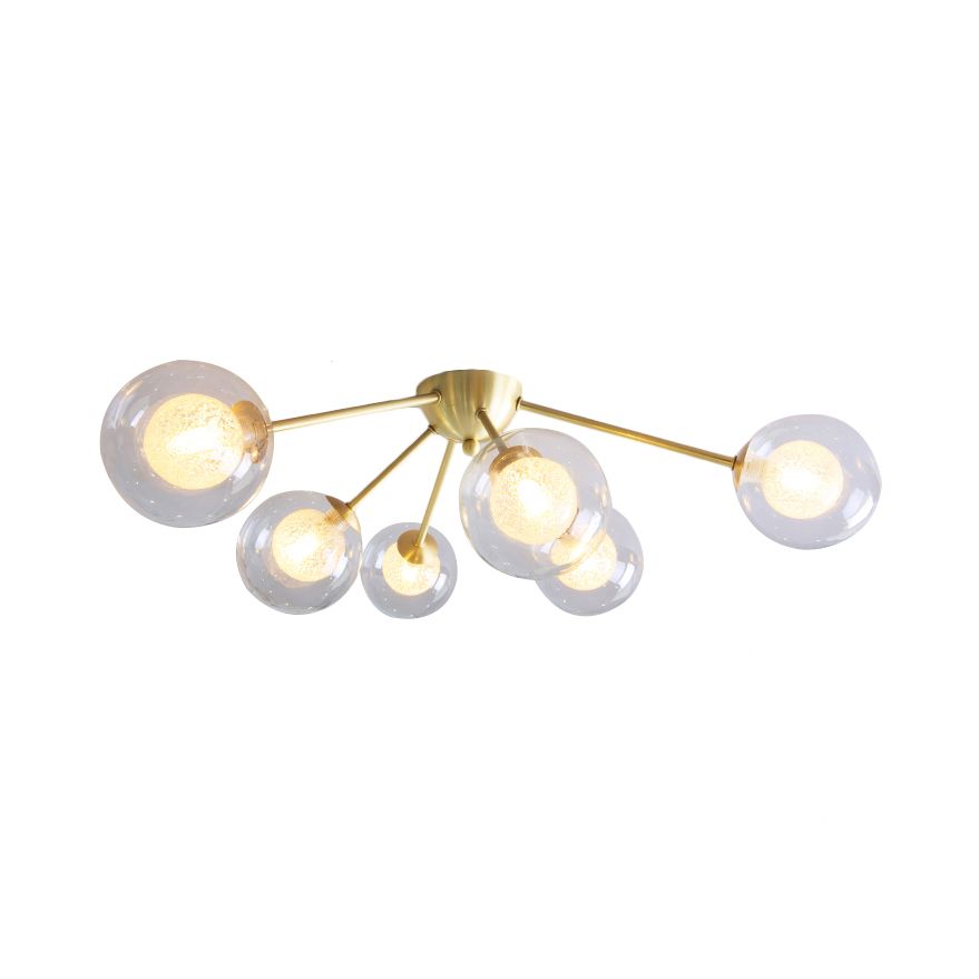 Moderno monte semifulto globale Clear/Amber/Smoke Glass 3/6 Luci a LED camera da letto Light Semi Flush Mount Light in oro