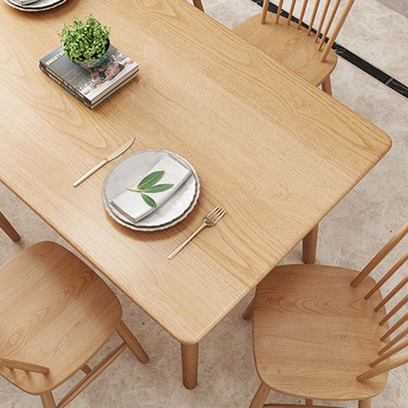 Glam Style Wooden Dining Table Rectangle Table with Wood Legs for Kitchen