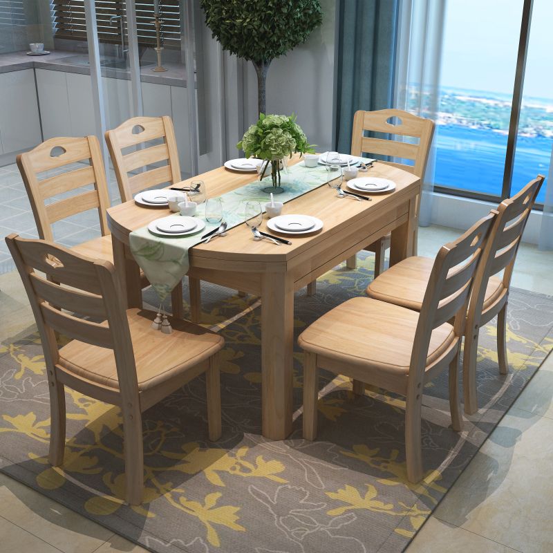Modern Style Dining Table Solid Wood Butterfly Leaf Dining Table for Kitchen Use