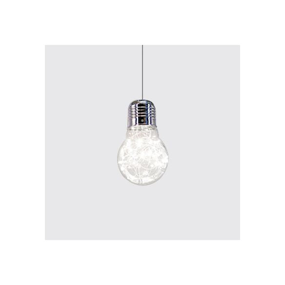 Cuerte de vidrio desnudo suspensión colgante contemporáneo 1 luz cromado led colgante de led en blanco/luz cálida