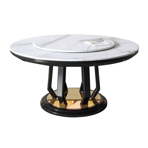 Moderner Stil Sintered Stone Esstisch einzelner Sockel Basis runder Tisch mit Plattenspieler