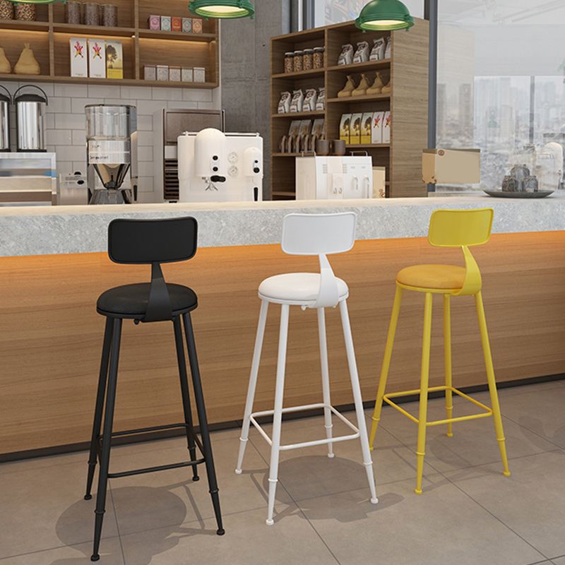 Industrial Dessert Shop Low Back Stool Matte Finish Upholstered Bar Stools