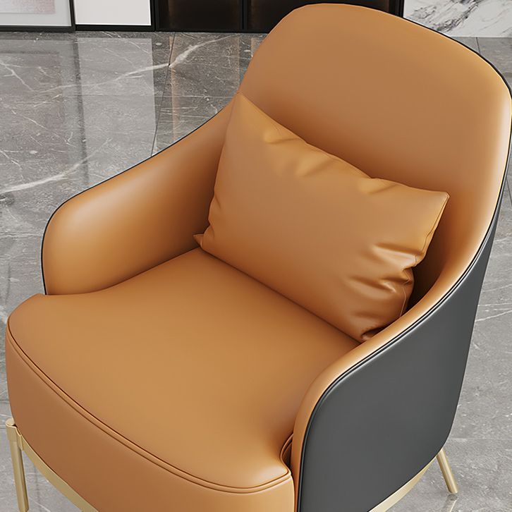 Transitional Sewn Pillow Back 4 Legs Chair Upholstered Recessed Arms Chair