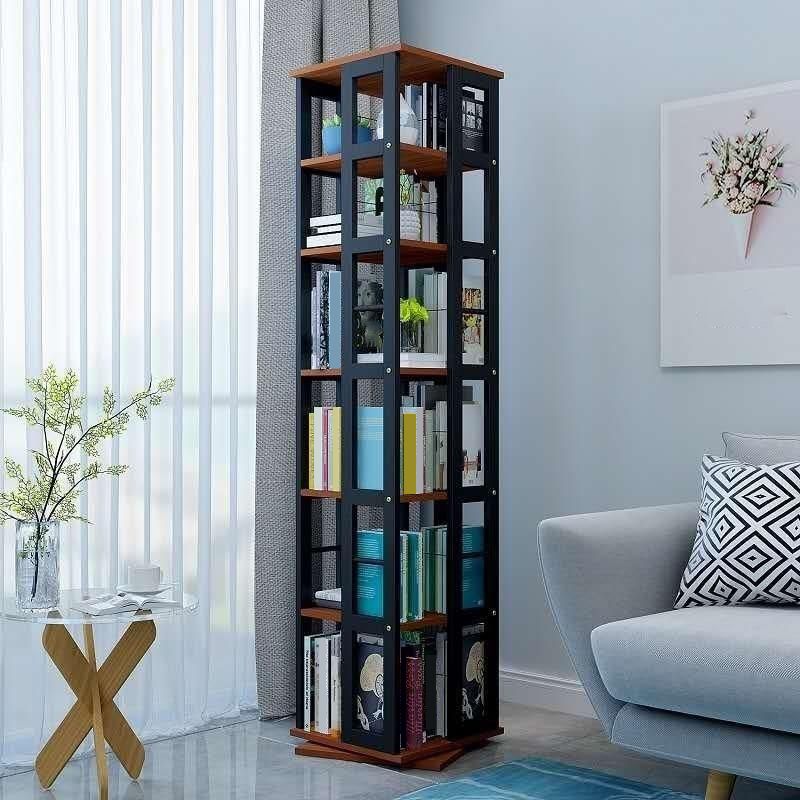3/4/6-Shelf Contemporary Bookcase Metal Book Shelf Wooden Shelves for Living Room
