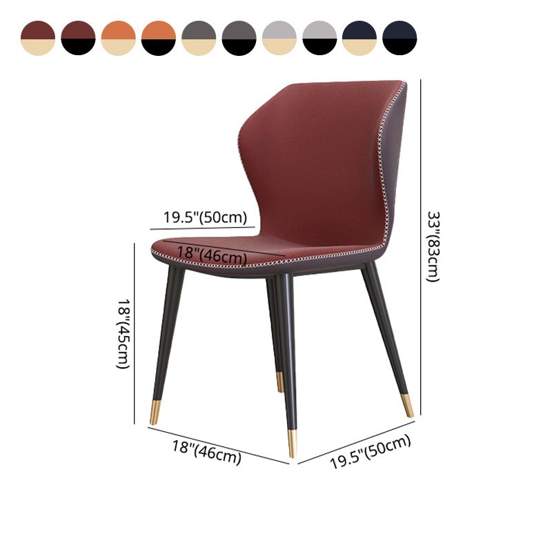 Silla sin brazos de Glam Metal Comedor Wingback Parsons para restaurante