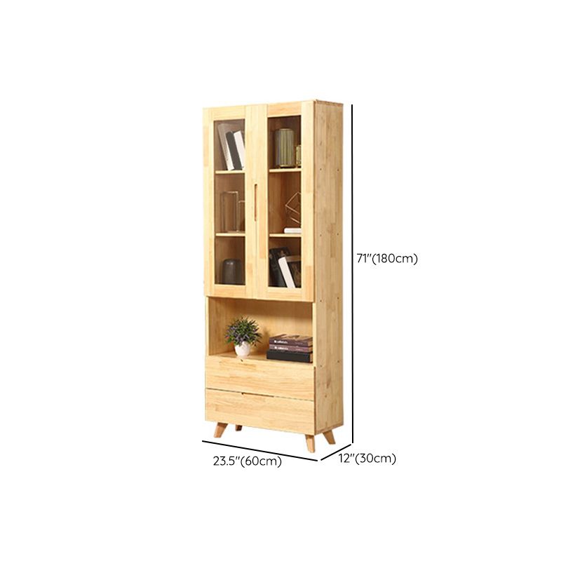 Contemporary Cabinet Rectangle Glass Paned With Doors Pine Accent Cabinet