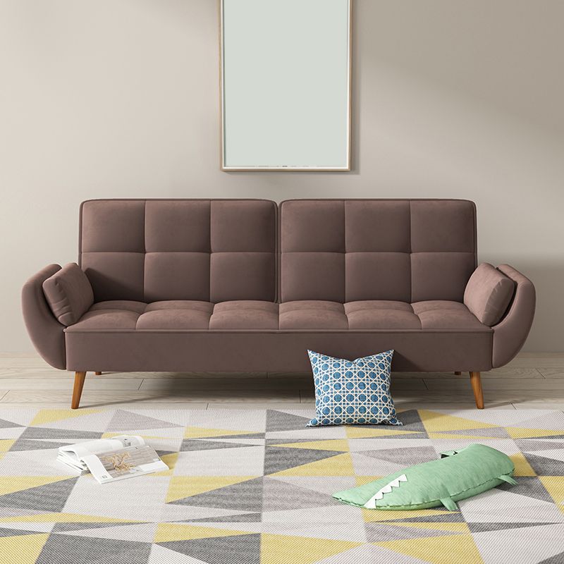 Contemporary Faux Leather and Velvet Reclining Convertible Settee Couch