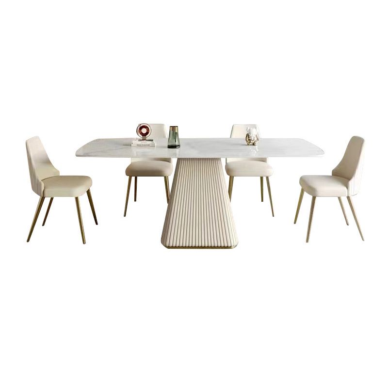 Nordic Glam Style Sintered Stone Rectangle Table Set 1/4/5/7 Pieces Set