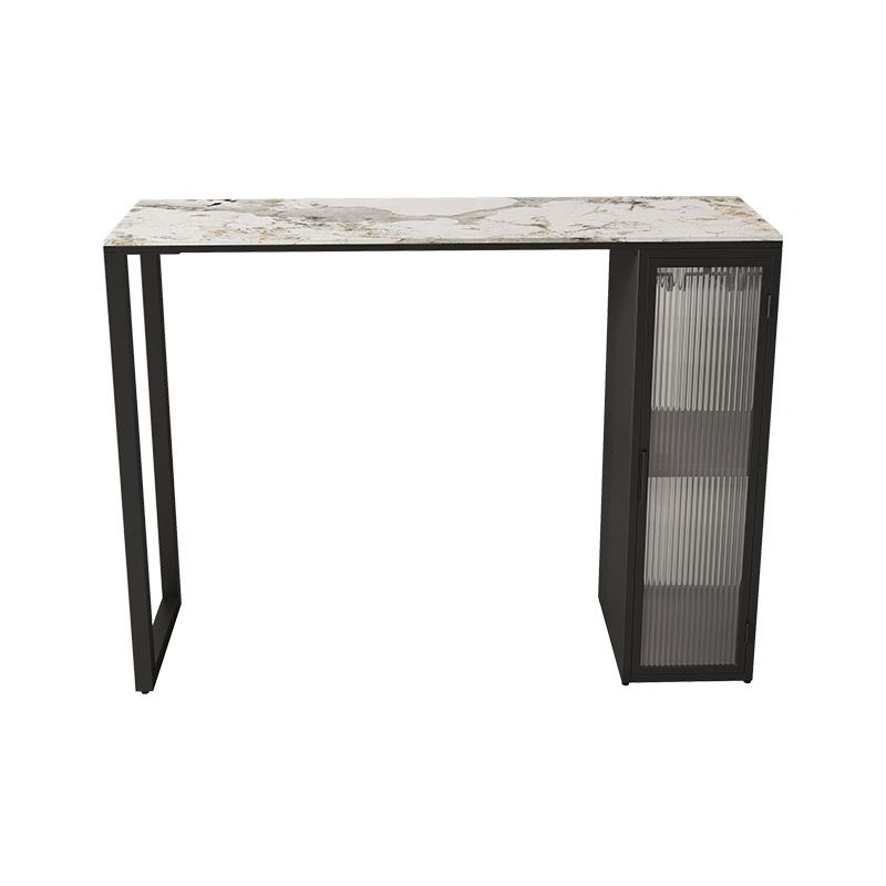 1/5 Pieces Modern Rectangle Sintered Stone Counter Table with High Stools