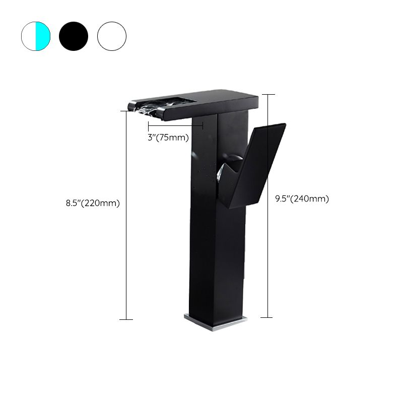 Waterfall Spout Vessel Sink Faucet Single Handle Square Faucet