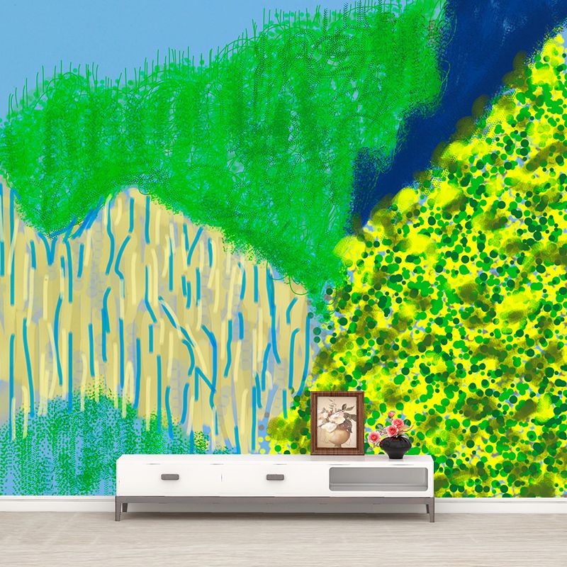 Blue-Green Spring Field Mural Wallpaper Waterproof Modern Art Bedroom Wall Decoration