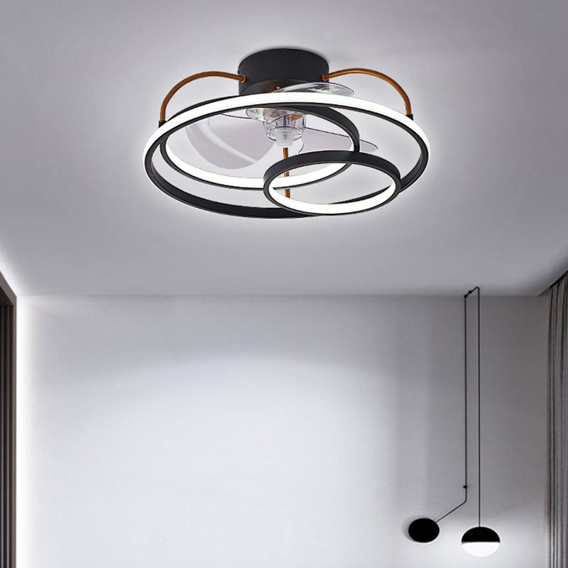 Einfachheit 3-Ring-Deckenventilator Leichtmetallic Schlafzimmer halb Flush Deckenleuchte