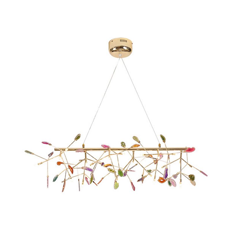 Branch Island Light Nordic Colorful Crystal 16/24 Heads Gold Hanging Ceiling Light for Dining Room