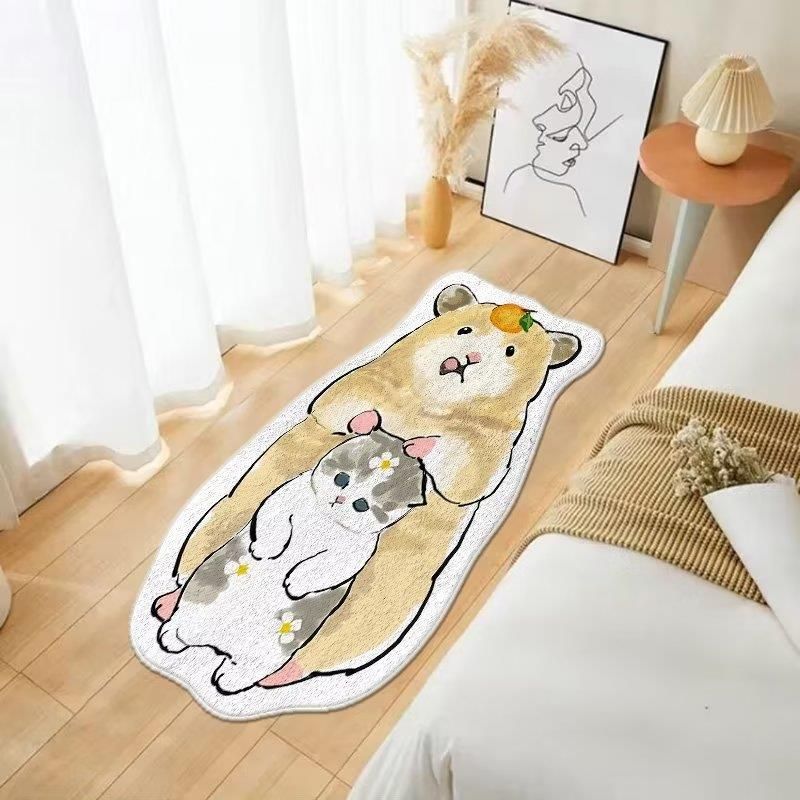 Modern Rug Polyester Cat Pattern Indoor Rug Stain Resistant Rug for Living Room