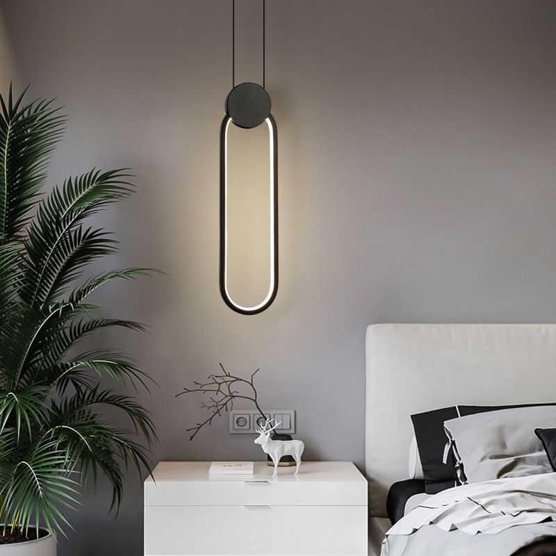 Modern Minimalist Style Cord Hung Hanging Pendant Lights Metal Pendant Light in Black Finish