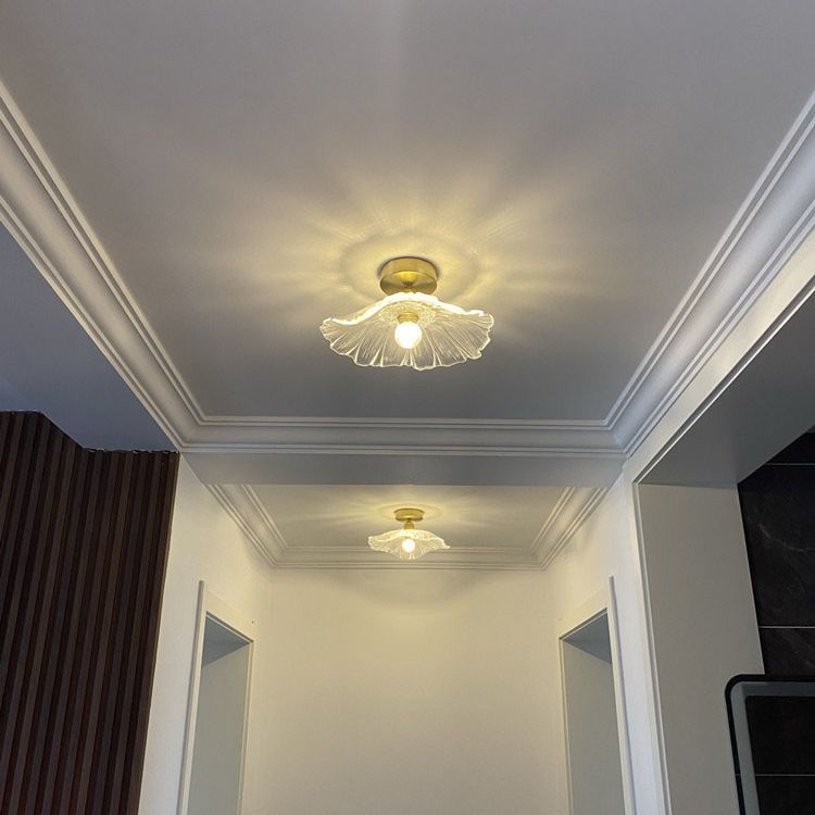 Glass Shaded Ceiling Mounted Fixture Minimalist Style Gold Ceiling Flush Mount for Aisle