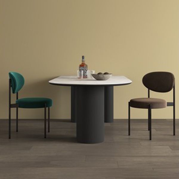 Metal Contemporary Free Form Dining Table Marble Top Table for Dining Room and Kitchen