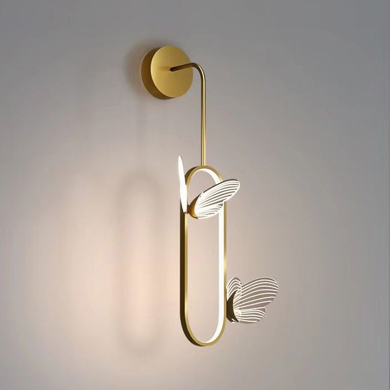 1 Light Oval Wall Lighting Fixtures Modern Style Metal Wall Mounted Lamps
