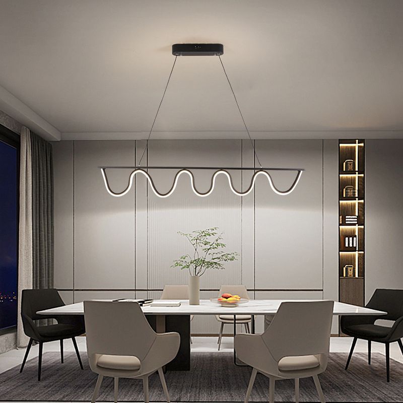 Linear Shape Island Pendant Contemporary Style Metal 1 Light Island Lighting
