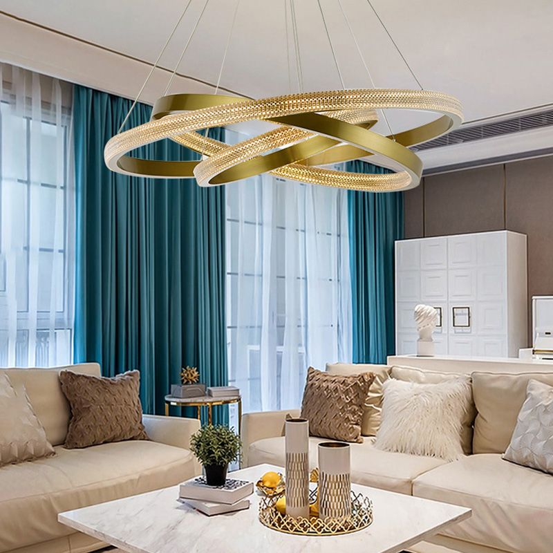 Fissature per illuminazione lampadario multi-testa lampada lampadario moderno ad anello con tonalità acrilica chiara