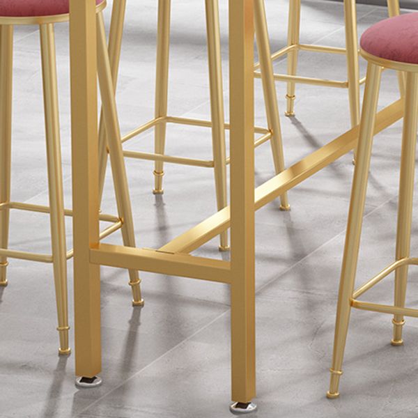 Glam Pub Table Bar Height Rectangle White Stone Top Bar Table