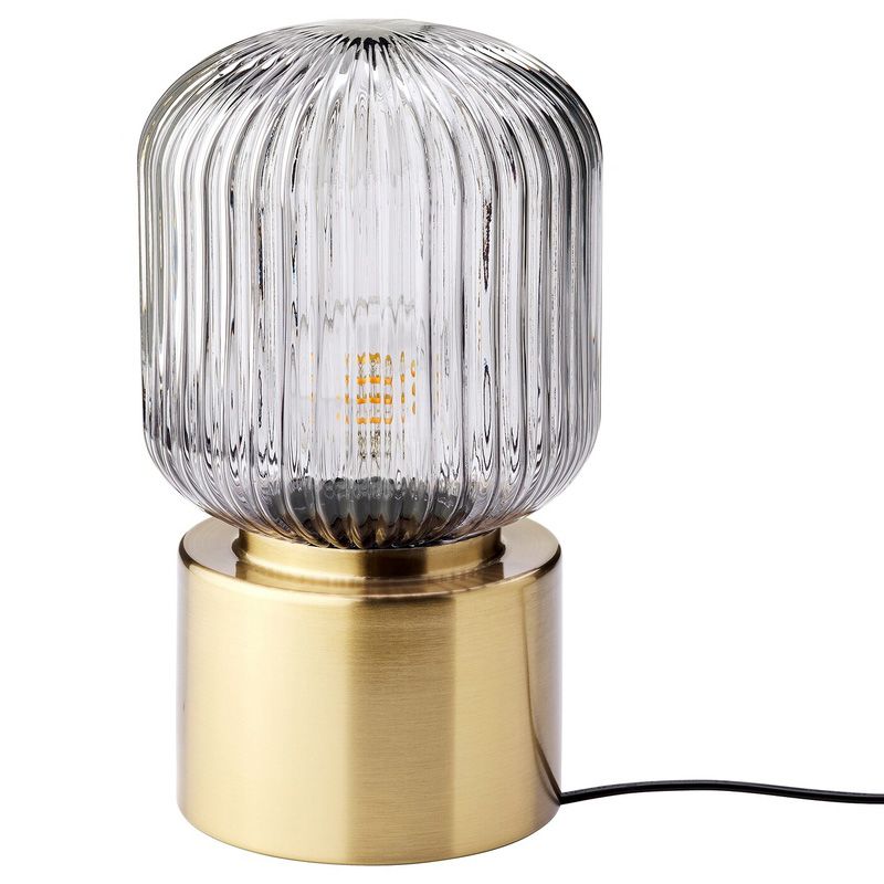 Lampada da tavolo ultramoderna Simplicity Drum Lampada da comodino in vetro a coste per camera da letto